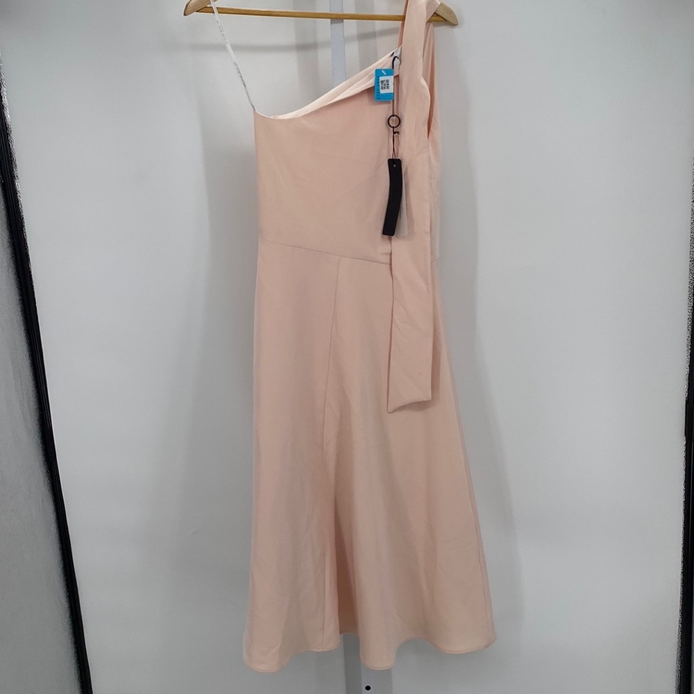 Black Halo One-Shoulder Midi Dress in Blush
